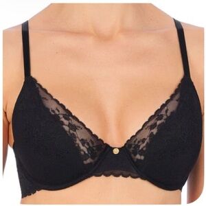 NATORI black push up Cherry Blossom lace spacer underwire bra size 32D NWT
